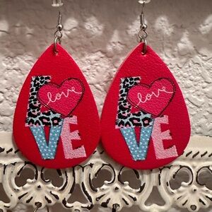 Leather “Love” Earrings